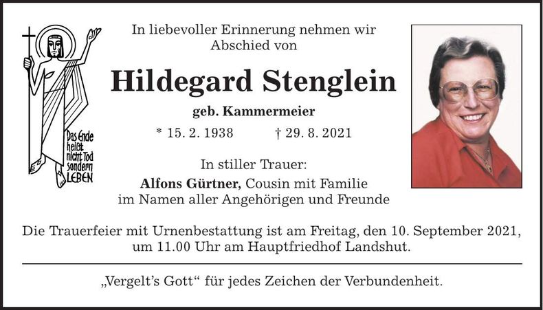 Traueranzeige Hildegard Stenglein