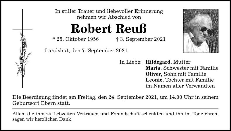 Traueranzeige Robert Reuß