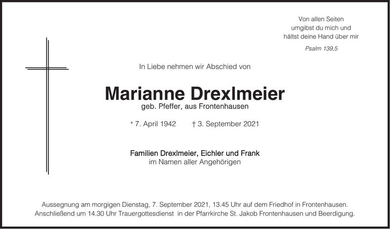 Traueranzeige Marianne Drexlmeier