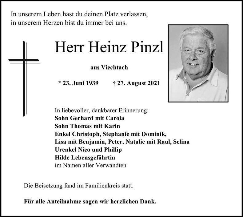 Traueranzeige Pinzl Heinz