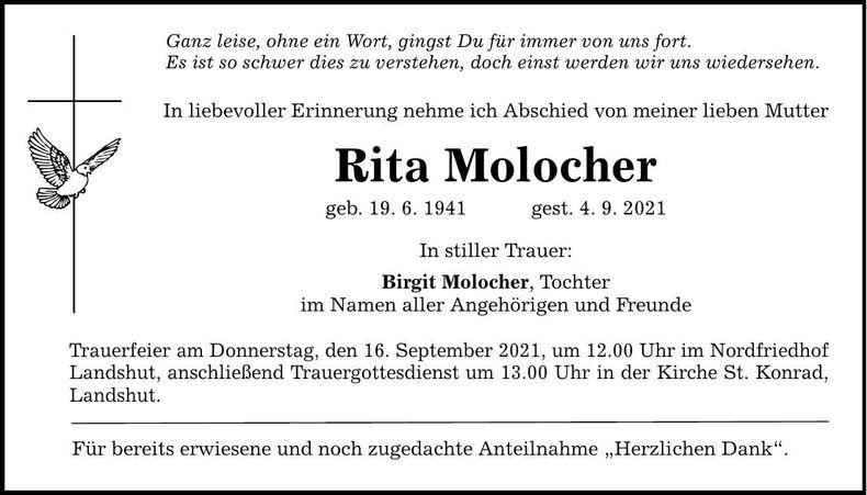 Traueranzeige Rita Molocher