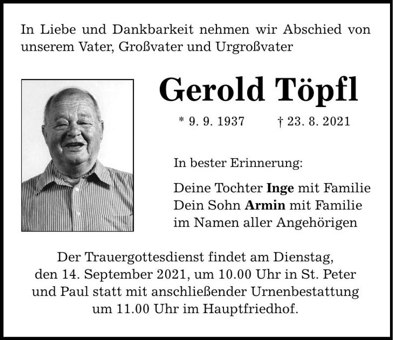 Traueranzeige Gerold Töpfl
