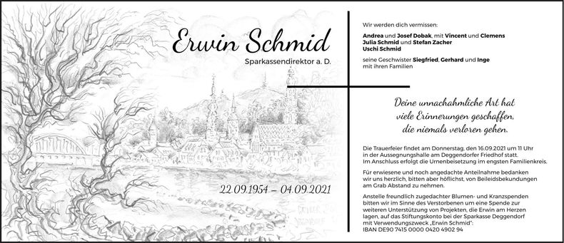 Traueranzeige Erwin Schmid
