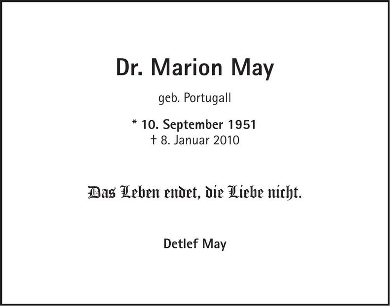 Traueranzeige Marion May