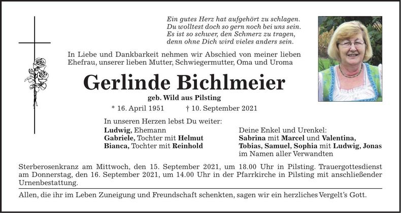 Traueranzeige Gerlinde Bichlmeier