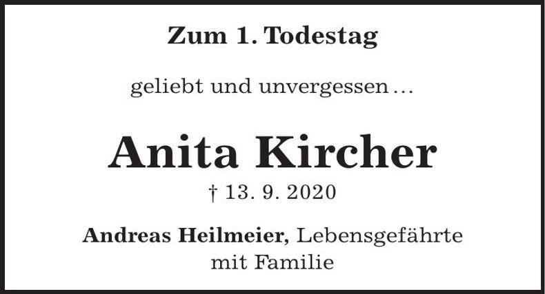 Traueranzeige Anita Kircher