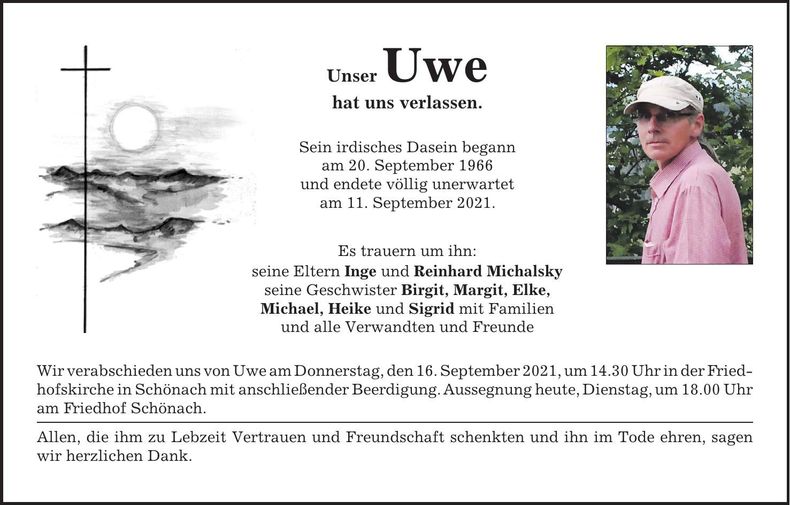 Traueranzeige Uwe Michalsky
