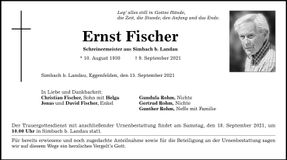 Traueranzeige Ernst Fischer