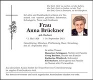 Traueranzeige Anna Brückner