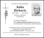 Traueranzeige Anka Zivkovic