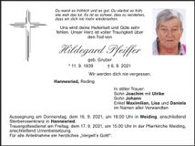 Traueranzeige Hildegard Pfeiffer