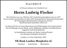 Traueranzeige Ludwig Fischer