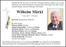 Traueranzeige Wilhelm Märkl