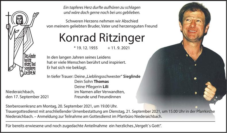Traueranzeige Konrad Ritzinger