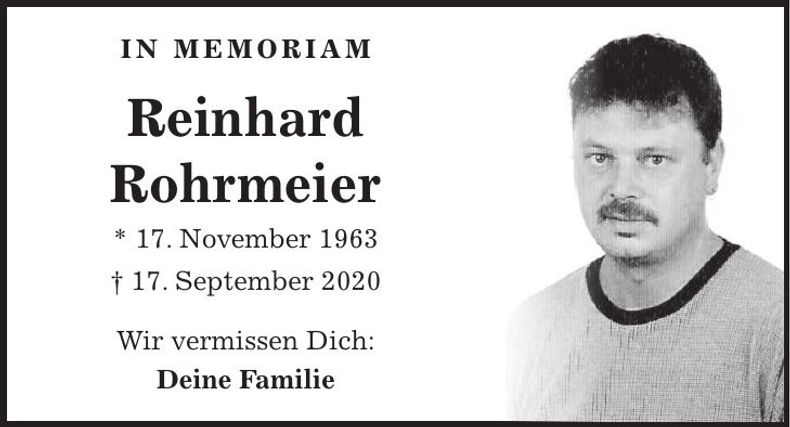 Traueranzeige Reinhard Rohrmeier