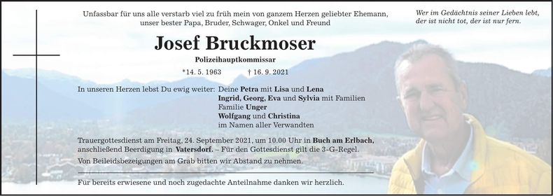 Traueranzeige Josef Bruckmoser