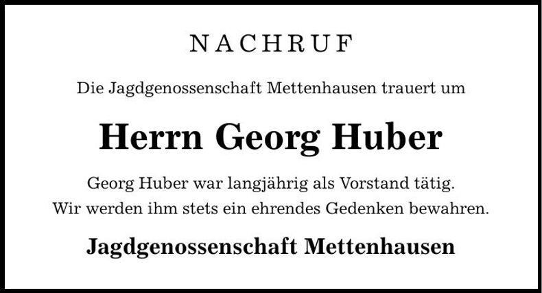 Traueranzeige Georg Huber