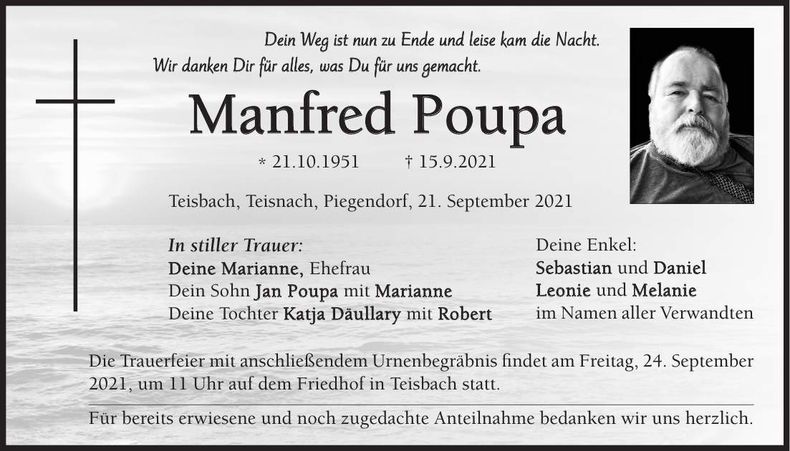 Traueranzeige Manfred Poupa