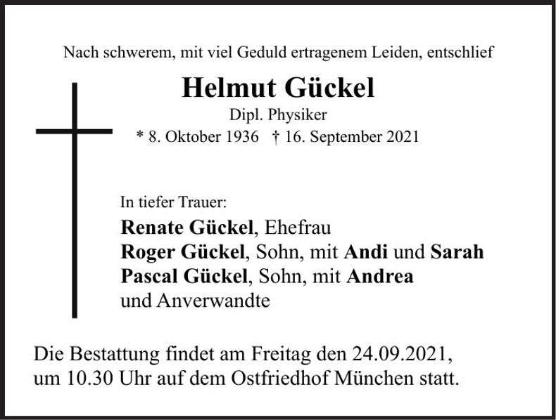 Traueranzeige Helmut Gückel