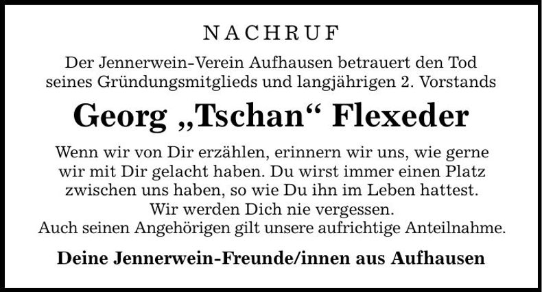 Traueranzeige Georg Flexeder