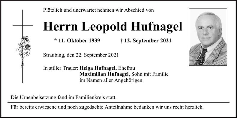 Traueranzeige Leopold Hufnagel