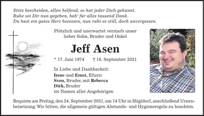 Traueranzeige Jeff Asen