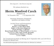 Traueranzeige Manfred Czech