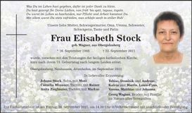 Traueranzeige Elisabeth Stock