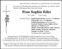 Traueranzeige Sophie Eder