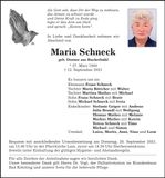 Traueranzeige Maria Schneck