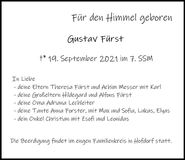 Traueranzeige Gustav Fürst