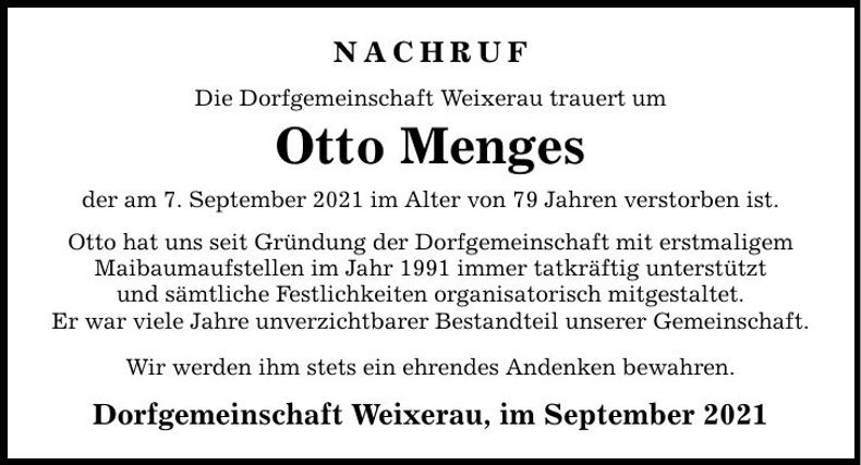 Traueranzeige Otto Menges