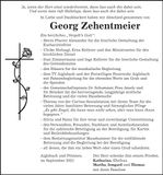 Traueranzeige Georg Zehentmeier