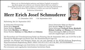 Traueranzeige Erich Josef Schmuderer