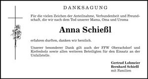Traueranzeige Anna Schießl