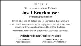 Traueranzeige Josef Bruckmoser