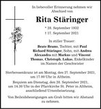 Traueranzeige Rita Stäringer
