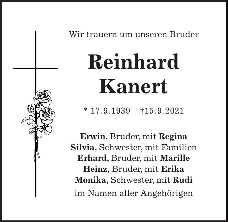 Traueranzeige Reinhard Kanert