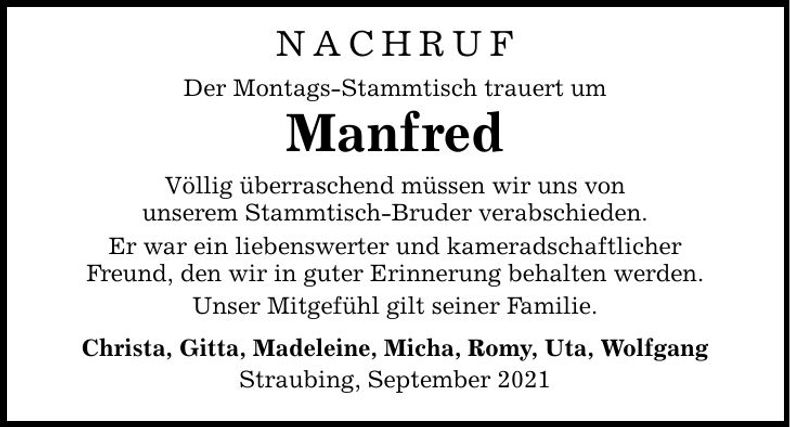 Traueranzeige Manfred Czech