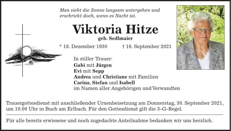 Traueranzeige Viktoria Hitze