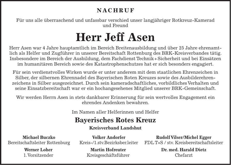 Traueranzeige Hubert Hofer