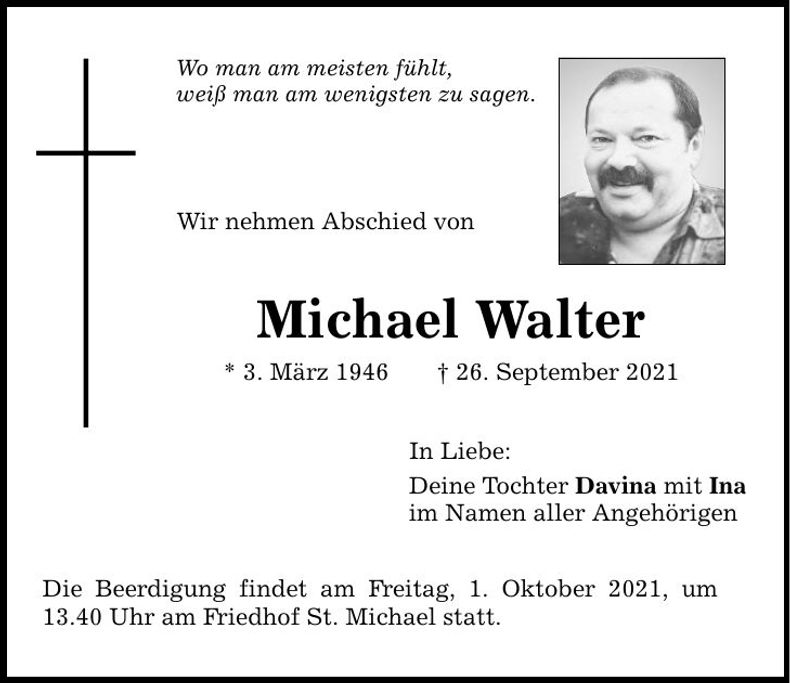 Traueranzeige Michael Walter