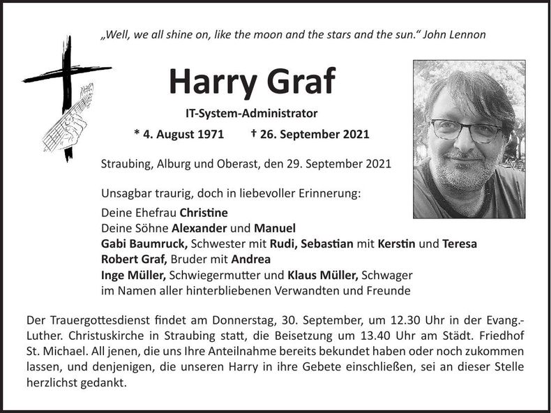 Traueranzeige Harry Graf