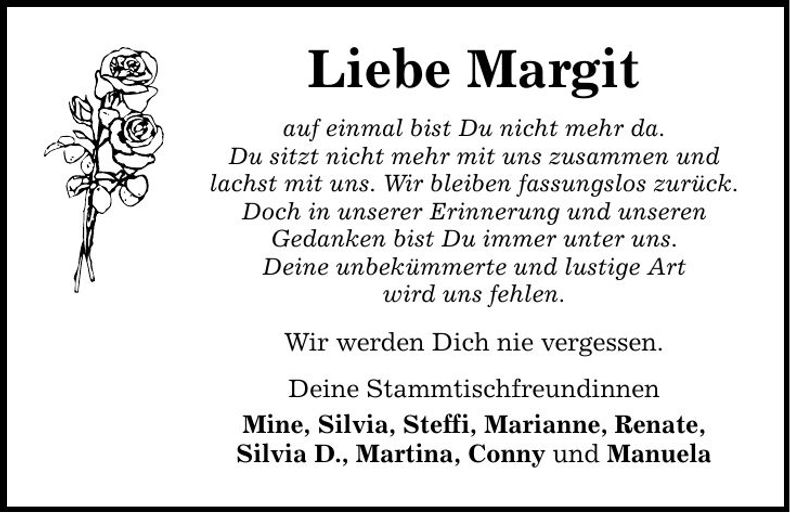 Traueranzeige Margit Gruber