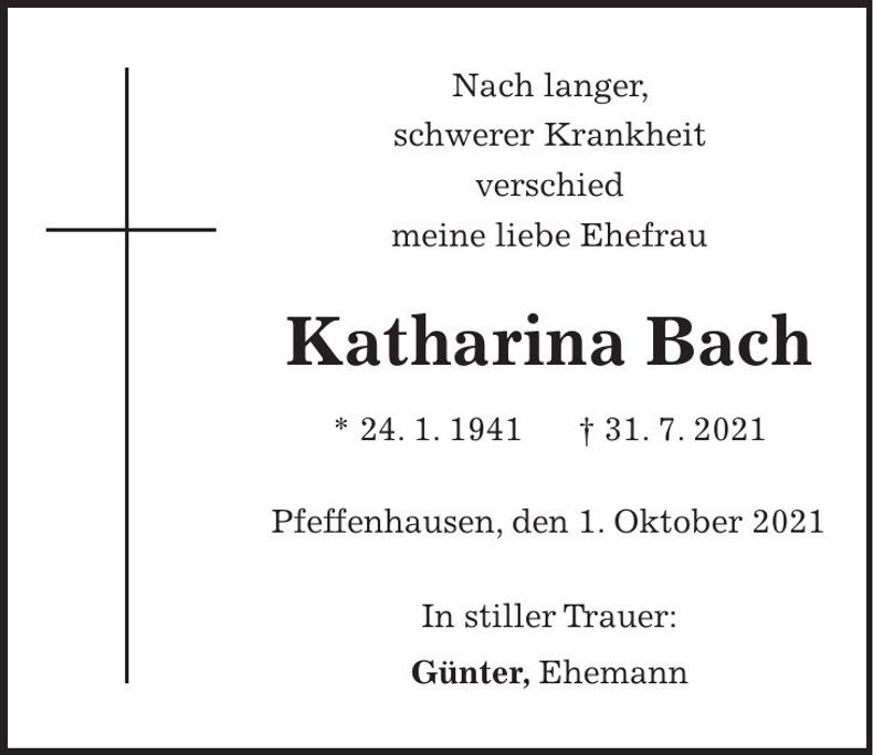 Traueranzeige Katharina Bach