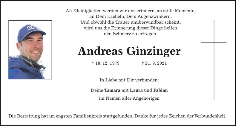 Traueranzeige Andreas Ginzinger