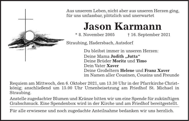 Traueranzeige Jason Karmann