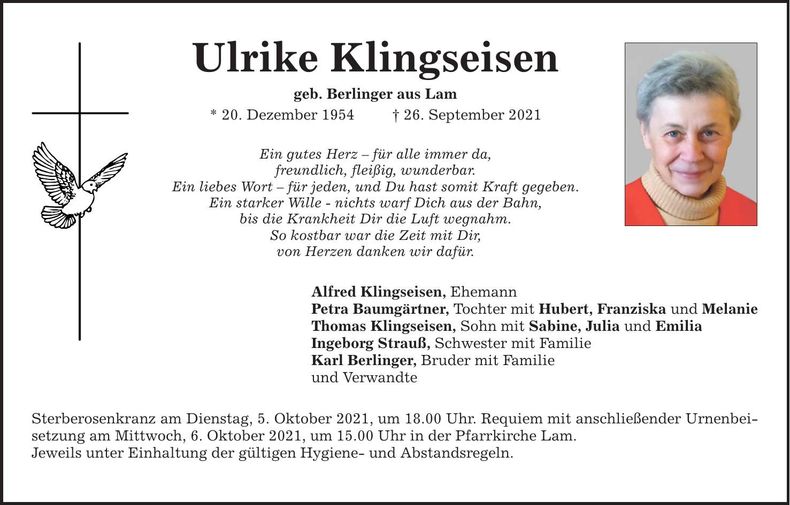 Traueranzeige Ulrike Klingseisen
