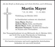 Traueranzeige Martin Mayer