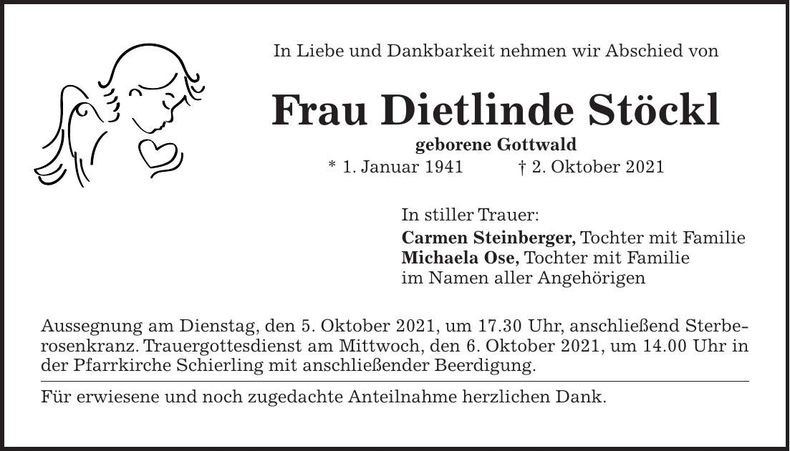 Traueranzeige Dietlinde Stöckl